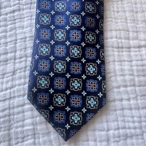 ERMENEGILDO ZEGNA blue red ‎ medallion Tie 100% silk career office
